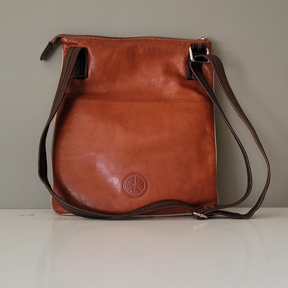 Stylish Tan and Brown Unisex Messeger Crossbody Leather Bag